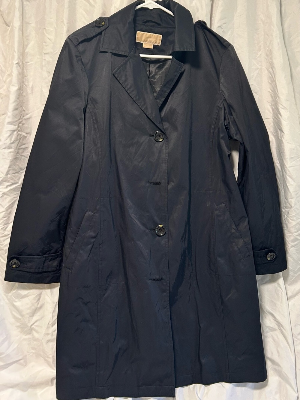 MICHAEL Michael Kors Dark Navy Single-Breasted Trench Coat